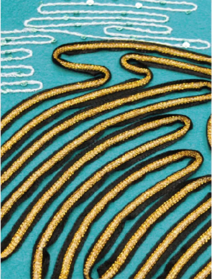 Cording embroidery sample, from the catalogue — Sinsim Taping/Coiling Embroidery Machine